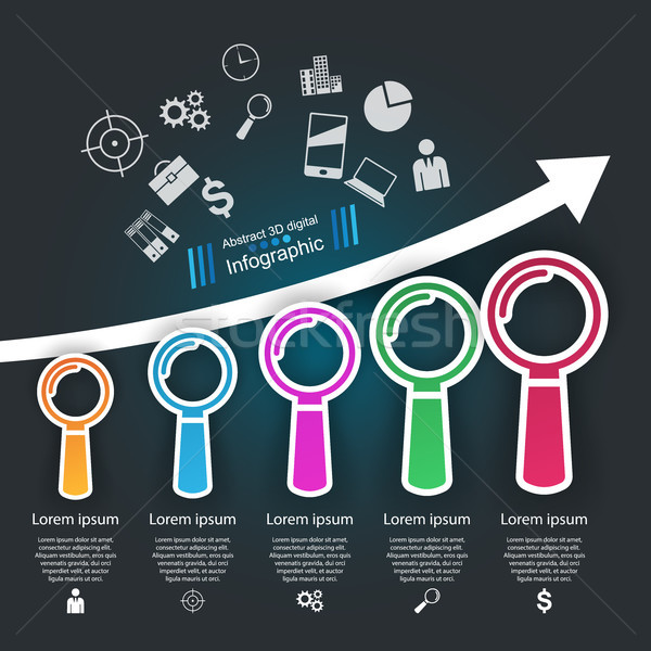Stock photo: Business Infographics origami style Vector illustration. Loupe i