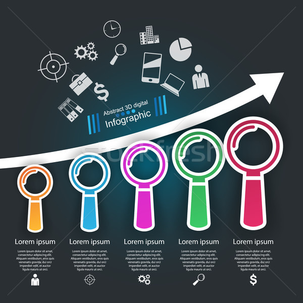 Business Infographics origami style Vector illustration. Loupe i Stock photo © rwgusev