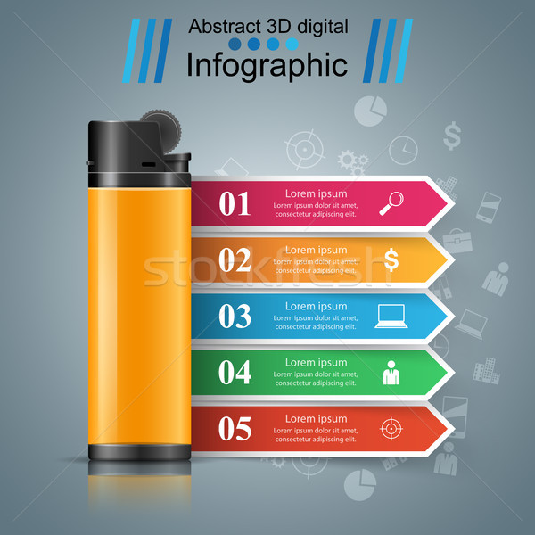 Realista encendedor negocios infografía comercialización icono Foto stock © rwgusev