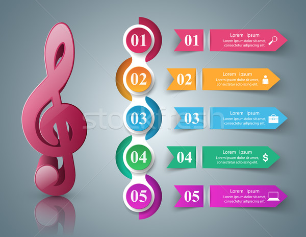 Music Infographic. Treble clef icon. Note icon. Stock photo © rwgusev