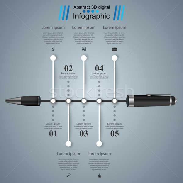 ストックフォト: ビジネス · インフォグラフィック · ペン · アイコン · 3D · インフォグラフィック