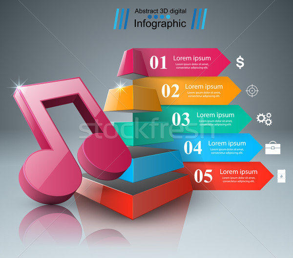 Zene oktatás infografika jegyzet ikon absztrakt Stock fotó © rwgusev