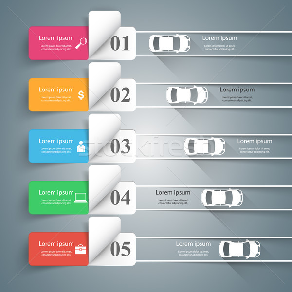 Road infographic design template and marketing icons. Car icon. Stock photo © rwgusev