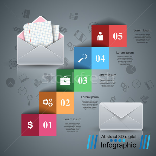 Email and mail icon. Abstract 3D Infographic. Stock photo © rwgusev