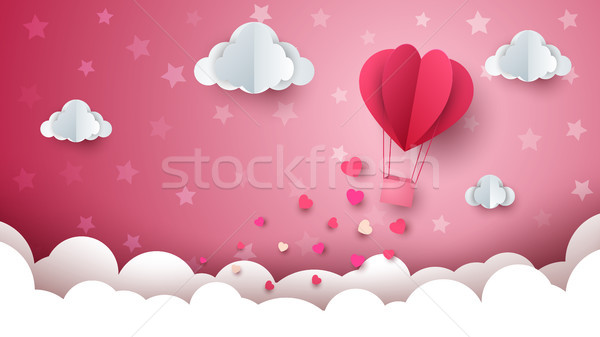 Heart, cloud, air ballon illustration. Stock photo © rwgusev