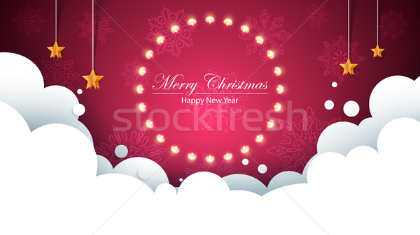 Stock foto: Heiter · Weihnachten · Glühbirne · gelb · Girlande · Flocken