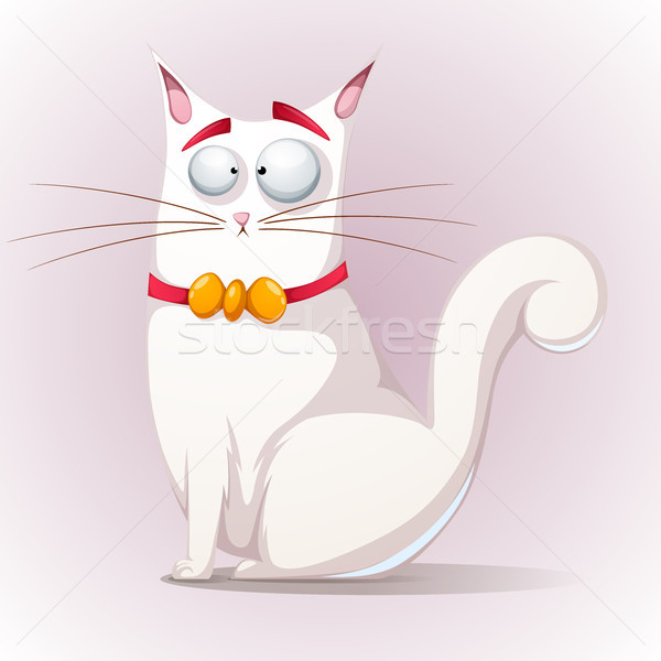 Stock photo: Cute, funny cat with bow.