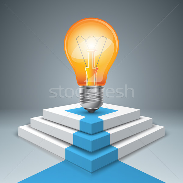 Pedestal bulb for winners - business infographic. Stock photo © rwgusev