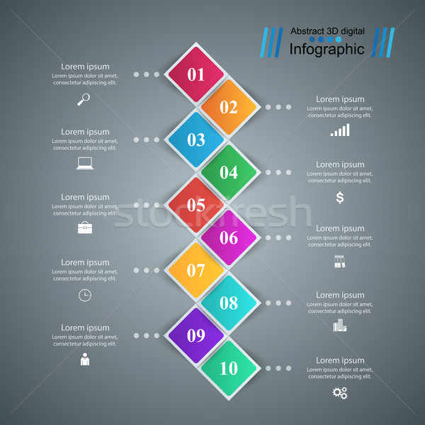 Set 10 items. Business Infographics origami style Vector illustr Stock photo © rwgusev