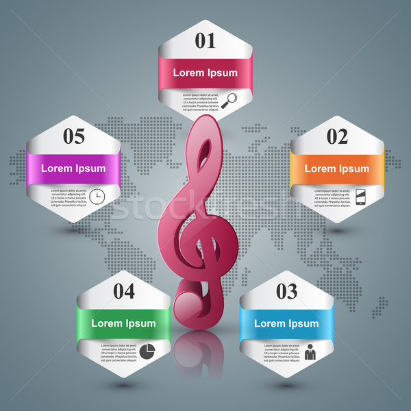 Music Infographic. Treble clef icon. Note icon. Stock photo © rwgusev