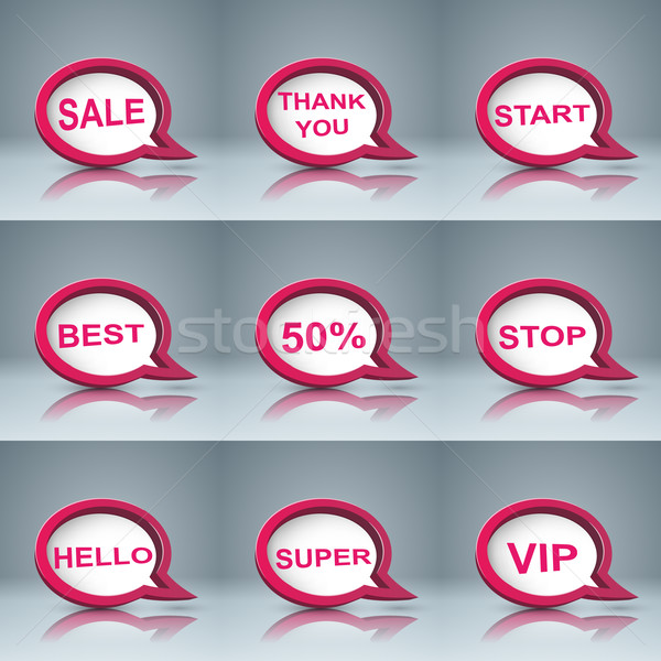 Speech bubl icon. Dialog box info. Stock photo © rwgusev