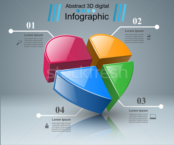 Absztrakt 3D digitális illusztráció infografika szív ikon Stock fotó © rwgusev