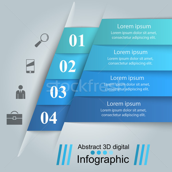 3D infographic design template and marketing icons. Stock photo © rwgusev