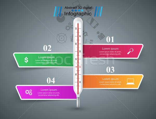 Thermometer business infographics. Health icon. Stock photo © rwgusev