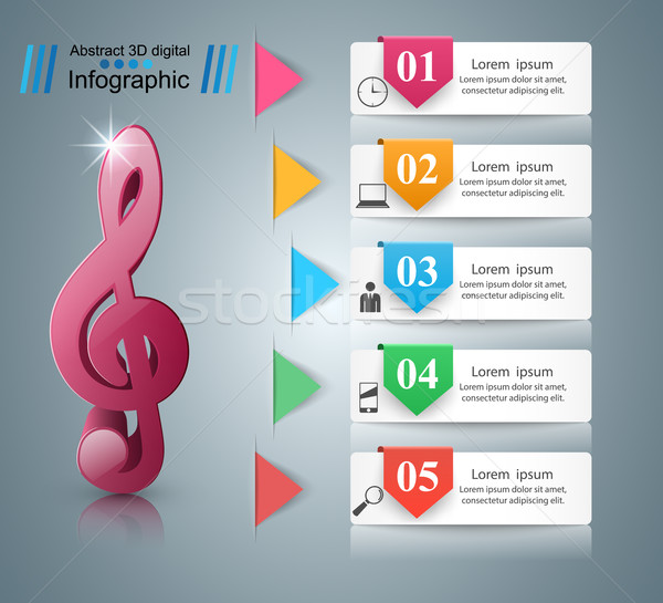Music Infographic. Treble clef icon. Note icon. Stock photo © rwgusev