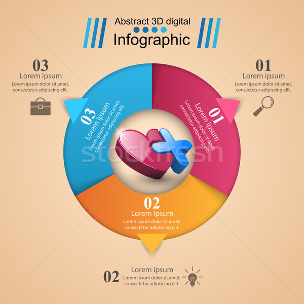 Absztrakt 3D digitális illusztráció infografika szív ikon Stock fotó © rwgusev