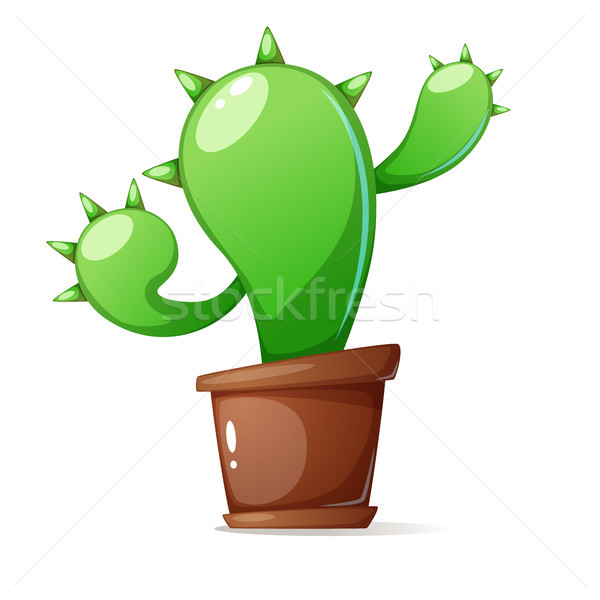 Pote · verde · cacto · desenho · animado · ilustração · vetor - ilustração  de vetor © rwgusev (#8725647)