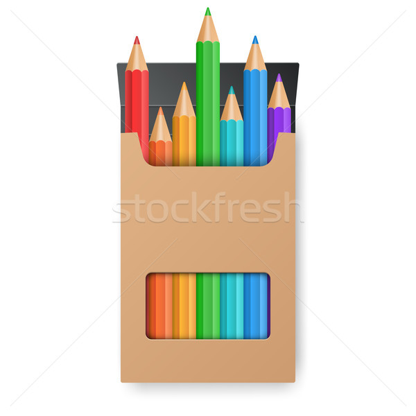 Color pencil set in the yellow box. Stock photo © rwgusev