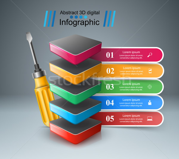 Foto stock: Llave · tornillo · reparación · icono · negocios · infografía