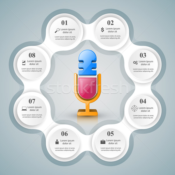 Stock fotó: üzlet · infografika · mikrofon · ikon · origami · stílus