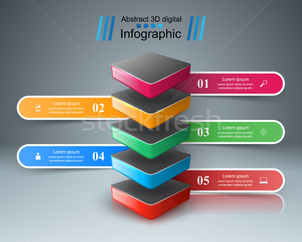 Stockfoto: Abstract · 3D · digitale · illustratie · business · infographics