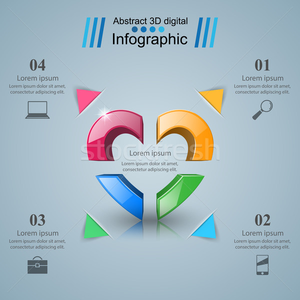 Absztrakt 3D digitális illusztráció infografika szív ikon Stock fotó © rwgusev