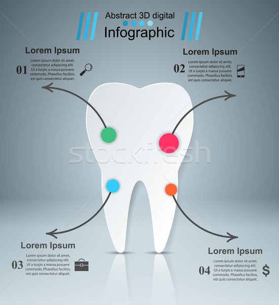Business infographics tand icon origami stijl Stockfoto © rwgusev