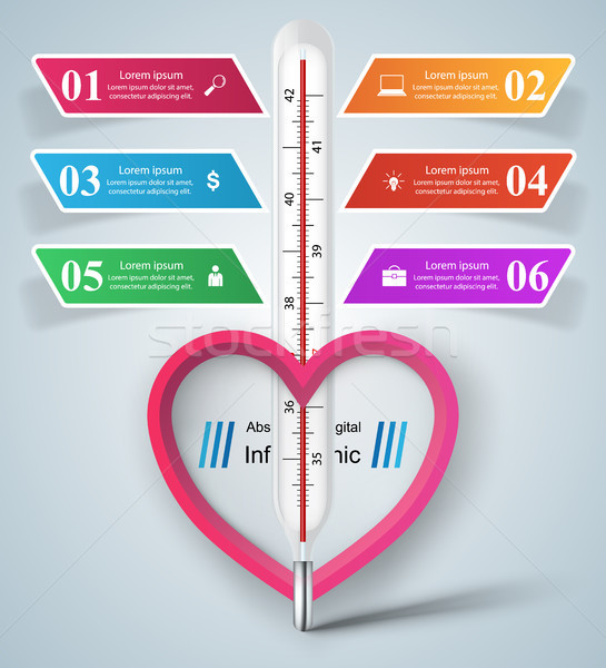 Business illustration of a thermometer.Heart,  Health and temper Stock photo © rwgusev
