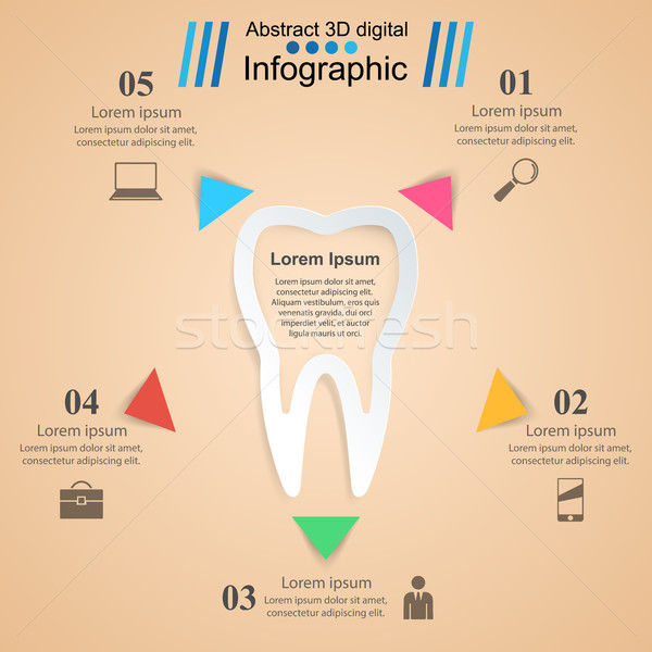 Absztrakt 3D digitális illusztráció infografika fog ikon Stock fotó © rwgusev