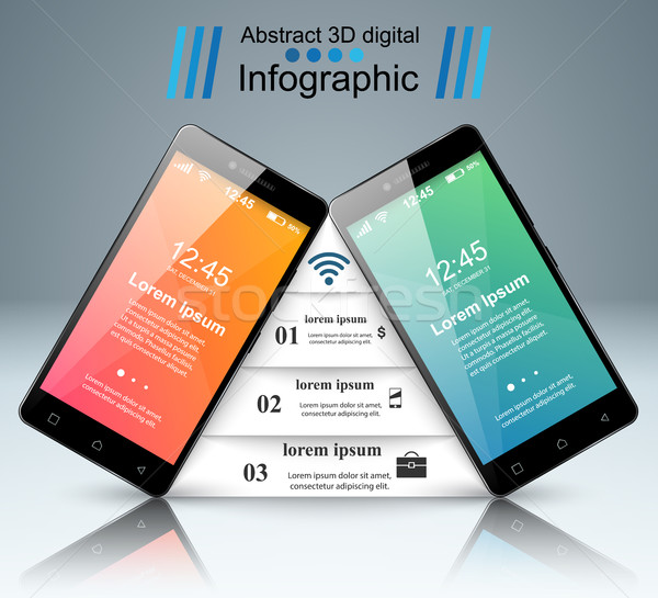 3D infographic. Smartphone icon. Stock photo © rwgusev