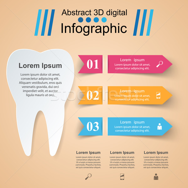 Absztrakt 3D digitális illusztráció infografika fog ikon Stock fotó © rwgusev