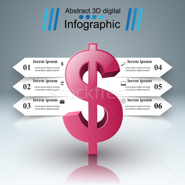 3D infographic design. Dollar icon. Stock photo © rwgusev