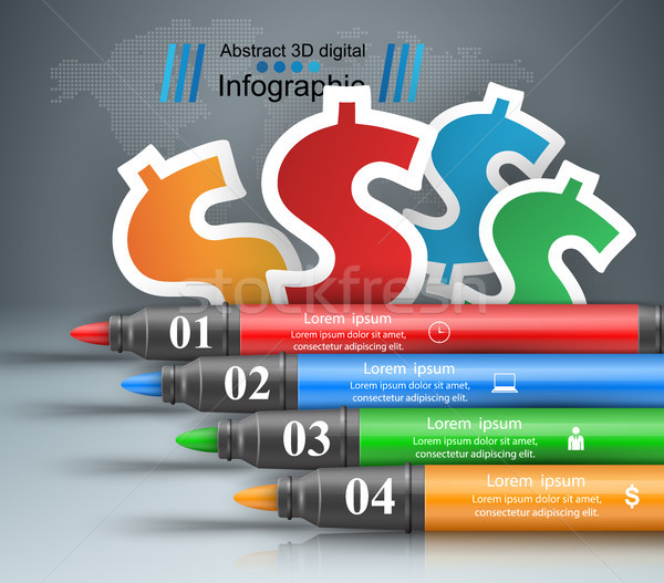 Stok fotoğraf: Soyut · işaretleyici · çizim · dolar · 3D · infographics