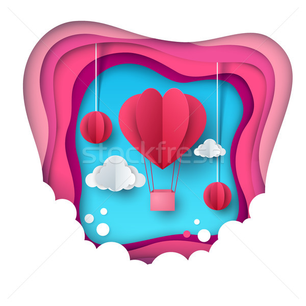 Love balloon illustration. Valentine s Day. Cloud, star, sky Stock photo © rwgusev