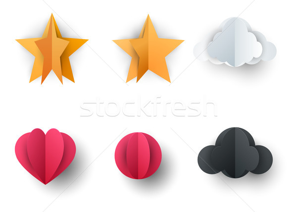 Paper object star, cloud, circle, heart Stock photo © rwgusev