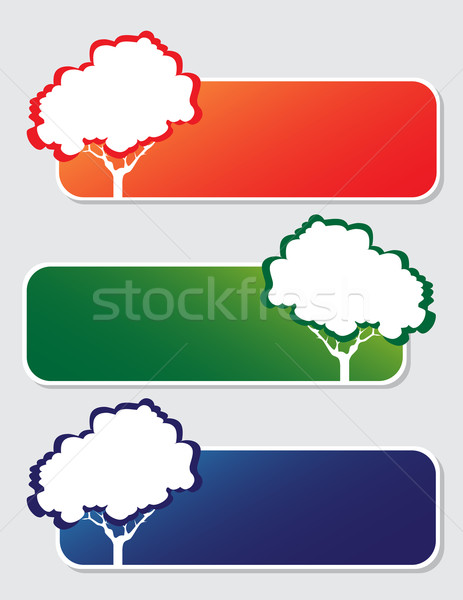 Foto stock: Banners · árvore · assinar · azul · venda · amarelo