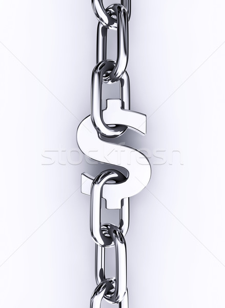 Signe du dollar chrome chaîne rendu 3d argent banque [[stock_photo]] © rzymu