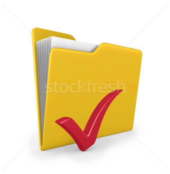 Yellow folder with red check mark Stock photo © rzymu