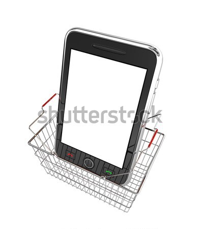 Black mobile smartphone isolated on white. Stock photo © rzymu