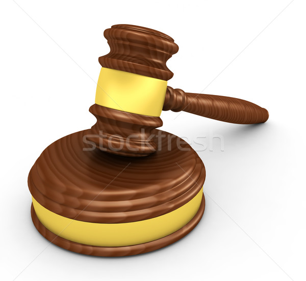 Hamer 3d render achtergrond justitie advocaat witte Stockfoto © rzymu