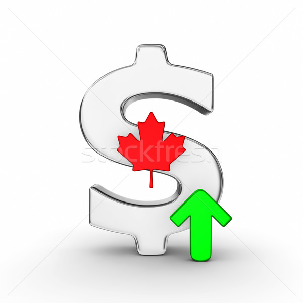 Chrome canadian dollar sign and green arrow Stock photo © rzymu