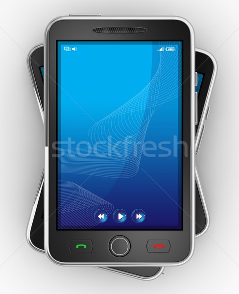 Stockfoto: Zwarte · mobiele · gedetailleerd · 3d · render · business
