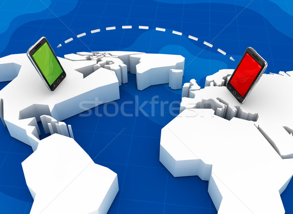 Stockfoto: Mobiele · communicatie · 3d · render · business · telefoon · kaart