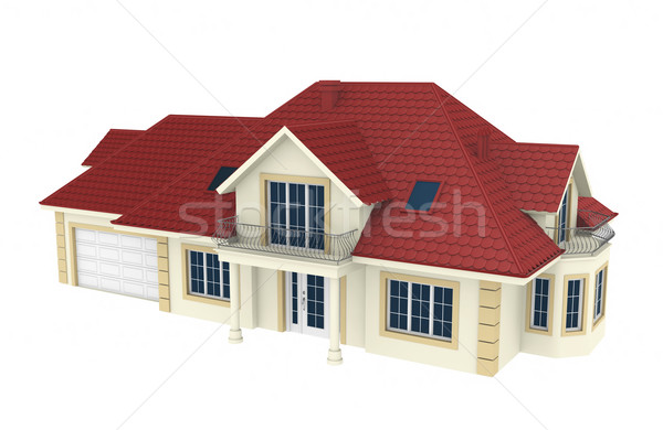 Foto stock: 3D · casa · aislado · blanco · detallado · 3d