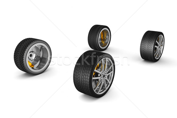 [[stock_photo]]: Pneu · alliage · roue · rendu · 3d · voiture · sport