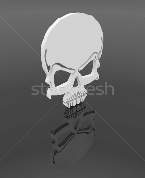 Stok fotoğraf: Kafatası · 3d · render · imzalamak · kaya · ölüm · siyah