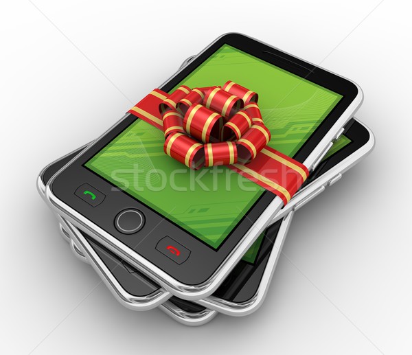 Foto stock: Telefone · dom · branco · isolado · 3D · imagem