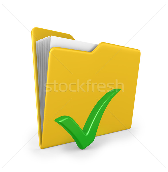 Yellow folder with green check mark Stock photo © rzymu