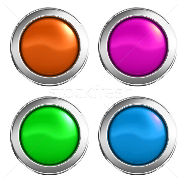 Düğmeler 3D Metal turuncu yeşil mavi Stok fotoğraf © rzymu