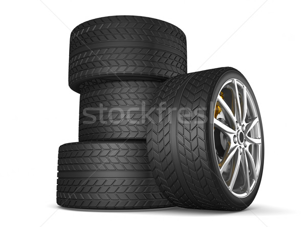 Stock photo: Tire and alloy wheel